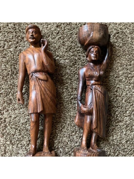 Other - Vintage Set of 2 Wooden Handcarved Couple